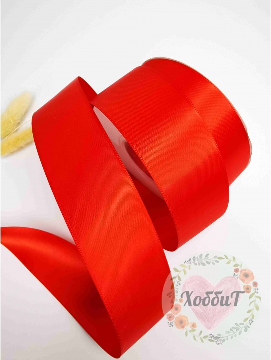 Лента атласная двусторонняя 3,8см. (красный) №39